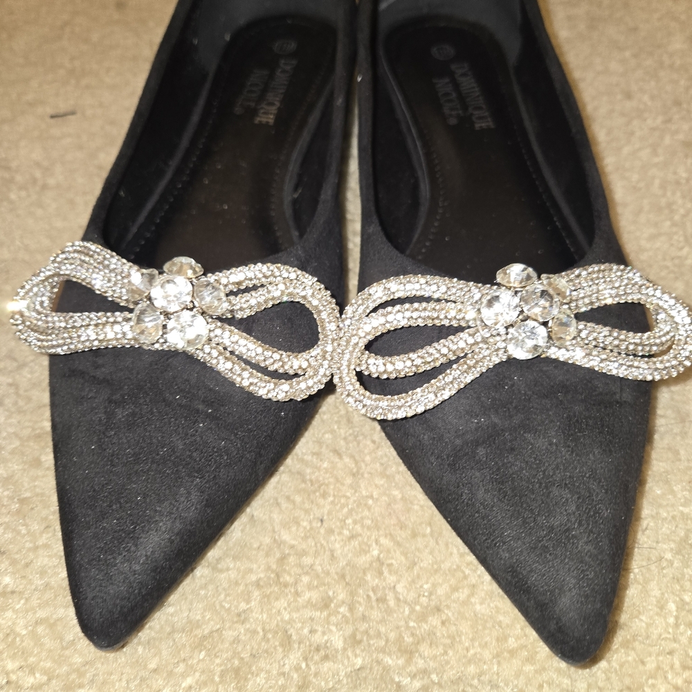 Flat Pointed Shoe with Bow Embellishment at the Toe.